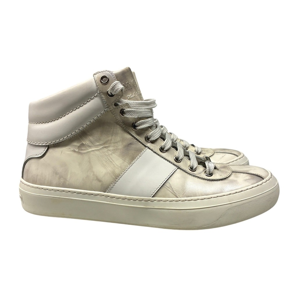 Jimmy Choo Belgravia High Top Sneakers Men's Size 10 White Luxury Designer